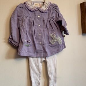 Vintage little bitty by Mayfair Purple Baby Outfit with Embroidered Details